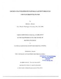 Lichen colonization in natural gap disturbances and old growth stands