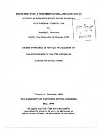 Those who stay: a phenomenological exploration of staying as experienced by social workers in northern communities