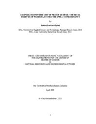 Air pollution in the city of Prince George: Chemical analysis of particulate matter (PM2.5) contaminants