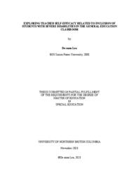 Exploring teacher self-efficacy related to inclusion of students with severe disabilities in the general education classroom