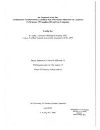 An empirical study on the influence of oil reserves and other key performance measures on corporate performance of Canadian oil and gas companies
