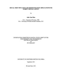 Sexual objectification and dehumanization: Implications for women’s sexual agency