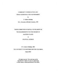 Community consociation and urban Aboriginal self-government.