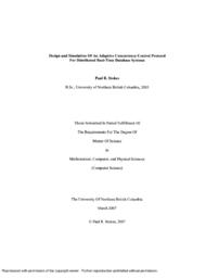 Design and simulation of an adaptive concurrency control protocol for distributed real-time database systems.