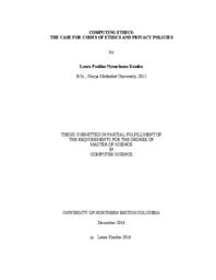 Computing ethics: the case for codes of ethics and privacy policies