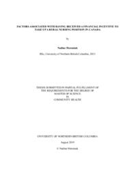 Factors associated with having received a financial incentive to take up a rural nursing position in Canada