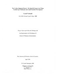 The Cariboo Regional District: the role of 'genius loci' when considering community and local economic development