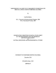 Greenhouse gas lifecycle assessment of biochar and biocoal applications in British Columbia