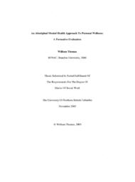 An aboriginal mental health approach to personal wellness: A formative evaluation.