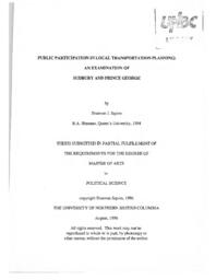 Public-participation in local transportation planning: an examination of Sudbury and Prince George