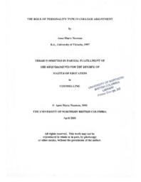 The role of personality type in college adjustment