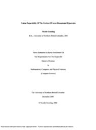 Linear separability of the vertices of an n-dimensional hypercube.