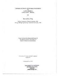 Chinese stategic [sic] (outward) investment in Latin America: case study - Brazil