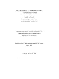 Child protection law in British Columbia: A rights-based analysis.