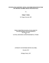Investigating scientific, social and other influences on the 2017 British Columbia grizzly bear hunt ban