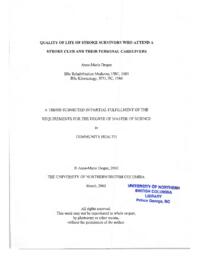 Quality of life of stroke survivors who attend a stroke club and their personal caregivers
