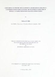 Exploring economic development and business strategy: considerations for economic development officers in rural Canadian resource-based communities