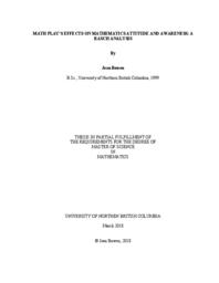 Math play's effects on mathematics attitude and awareness: A Rasch Analysis