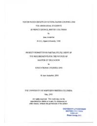 Youth focus groups on school-based counselling for aboriginal students in Prince George, British Columbia