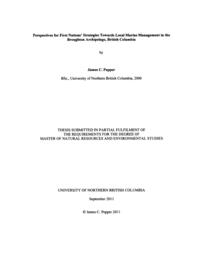 Perspectives for First Nations' Strategies Towards Local Marine Management in the Broughton Archipelago, British Columbia.