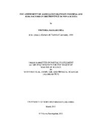 The assessment of association between insomnia and risk factors in the province of Nova Scotia.