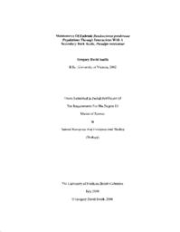 Maintenance of endemic Dendroctonus ponderosae populations through interactions with a secondary bark beetle, Pseudips mexicanus.