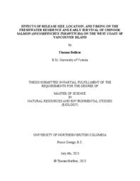 Effects of release size, location, and timing on the freshwater residence and early survival of Chinook salmon (Oncorhynchus tshawytcha) on the west coast of Vancouver Island
