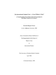 The International Criminal Court: A court without a state? A transformation from state-centered governance to non-state-centered governance?