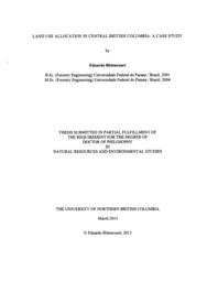 Land use allocation in central British Columbia: A case study.