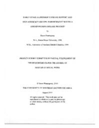 Early stage alzheimer's disease support and self-advocacy groups: empowerment within a disempowering disease process?