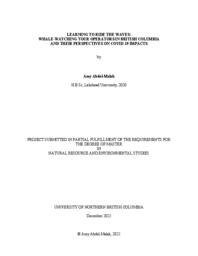 Learning to ride the waves: Whale-watching tour operators in British Columbia and their perspectives on COVID-19 impacts