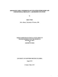 Adolescent girls' experiences of unwanted intercourse and unintentional pregnancy: A retrospective study.
