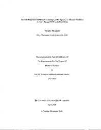 Growth responses of three coexisting conifer species to climate variables across a range of climate conditions.
