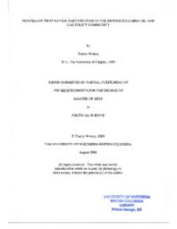 Northeast First Nation participation in the British Columbia oil and gas policy community