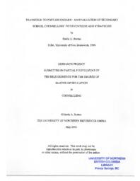 Transition to post-secondary: an evaluation of secondary school counsellors' interventions and strategies