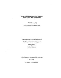 British Columbia's Community Charters: Home rule or more paternalism?