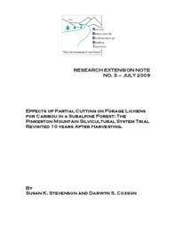 Effects of partial cutting on forage lichens for caribou in a subalpine forest: the Pinkerton Mountain silvicultural system trial revisited 10 years after harvesting