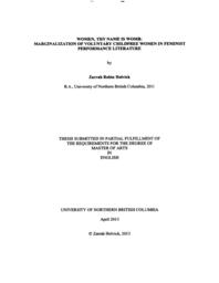 Women, thy Name is Womb: Marginalization of voluntary childfree women in feminist performance literature.