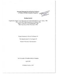Strategic financing for the bio-fuel industry: a northern British Columbia perspective
