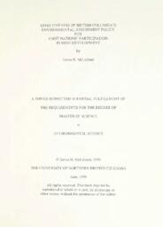 Effectiveness of British Columbia's environmental assessment policy for First Nations' participation in mine development