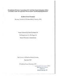 Privatization of Crown Corporations (CCs) and State-Owned Enterprises (SOEs) in Canada: goals and aspirations of government and participating businesses