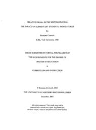 Creative drama in the writing process:  The impact on elementary students' short stories.