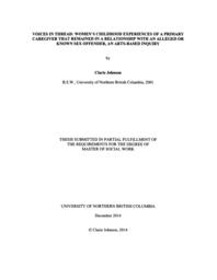 Voices in thread: Women's childhood experiences of a primary caregiver that remained in a relationship with an alleged or known sex offender, an arts-based inquiry.