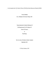 An investigation into the needs of parents with fetal alcohol spectrum disorder (FASD).
