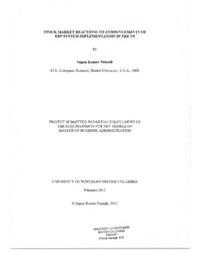 Stock market reactions to announcements of ERP system implementation in the US