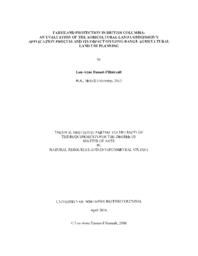 Farmland protection in British Columbia: an evaluation of the Agricultural Land Commission's application process and its impact on long-range agricultural land use planning