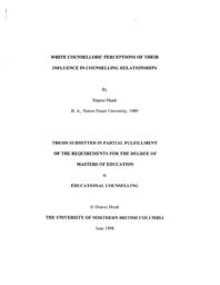 White counsellors’ perceptions of their influence in counselling relationships