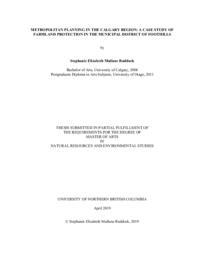 Metropolitan planning in the Calgary region: A case study of farmland protection in the Municipal District of Foothills