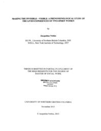 Making the invisible—visible: A phenomenological study of the lived experiences of two-spirit women