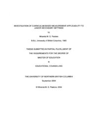 Investigation of curriculum based measurement applicability to junior secondary settings.